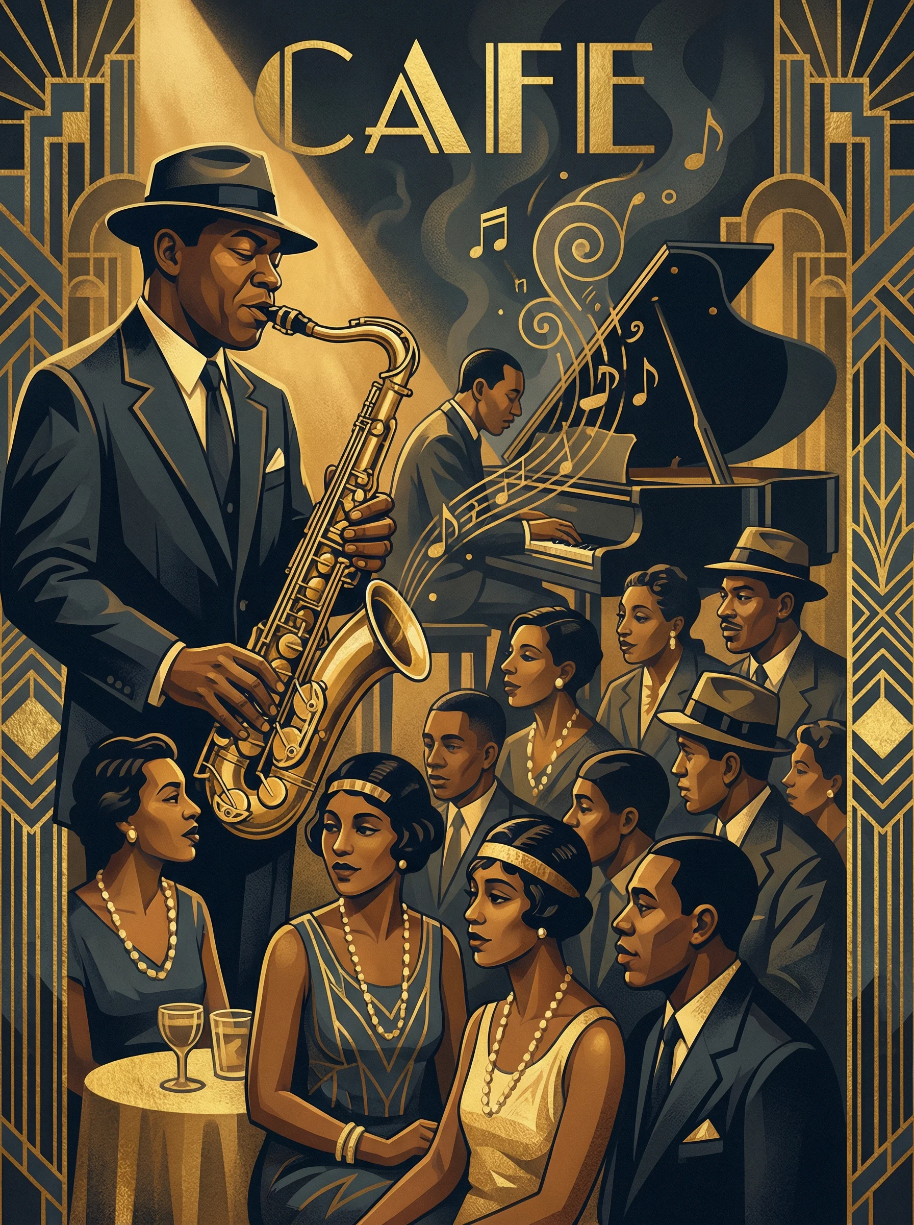 爵士乐手演奏萨克斯风 - 代表 斗牛棋牌 私人桌